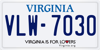 VA license plate VLW7030