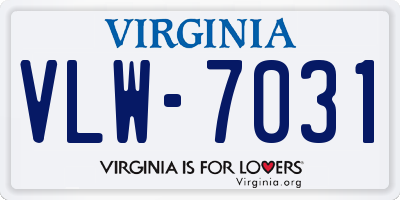 VA license plate VLW7031