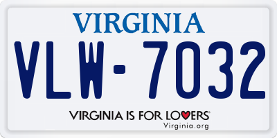 VA license plate VLW7032