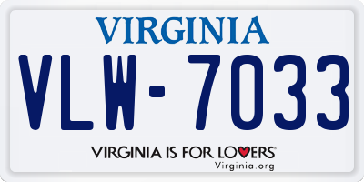 VA license plate VLW7033