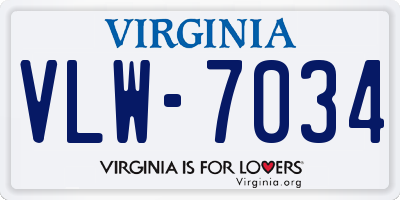 VA license plate VLW7034