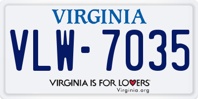 VA license plate VLW7035