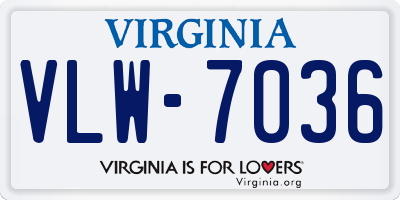 VA license plate VLW7036