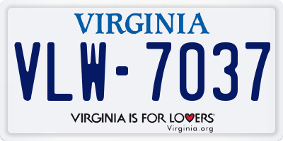 VA license plate VLW7037