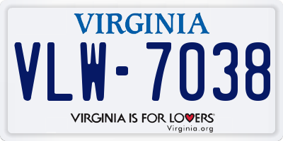 VA license plate VLW7038