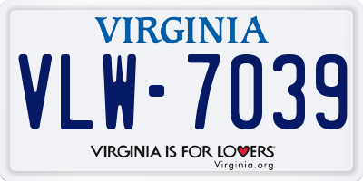 VA license plate VLW7039