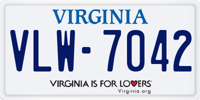 VA license plate VLW7042