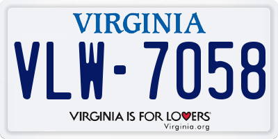 VA license plate VLW7058