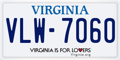 VA license plate VLW7060