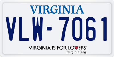 VA license plate VLW7061