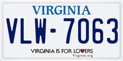 VA license plate VLW7063