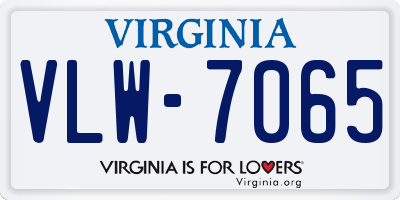 VA license plate VLW7065