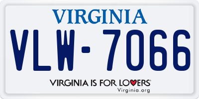 VA license plate VLW7066