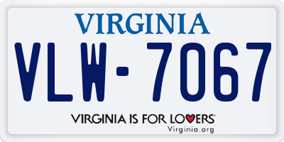 VA license plate VLW7067