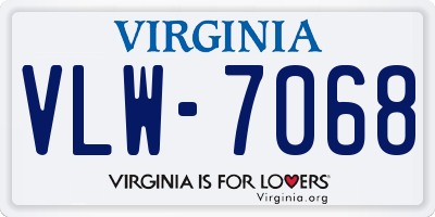 VA license plate VLW7068