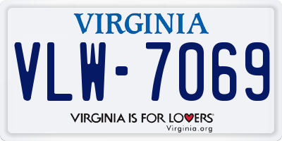 VA license plate VLW7069