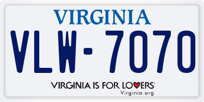 VA license plate VLW7070