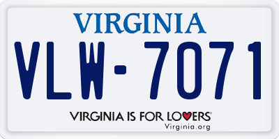 VA license plate VLW7071