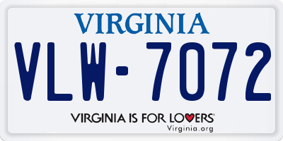 VA license plate VLW7072