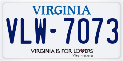 VA license plate VLW7073