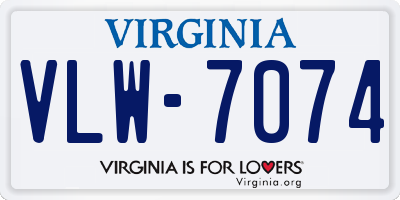 VA license plate VLW7074