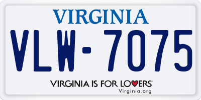 VA license plate VLW7075