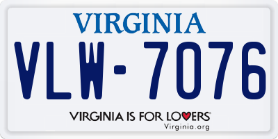 VA license plate VLW7076