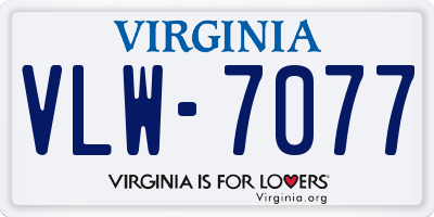 VA license plate VLW7077