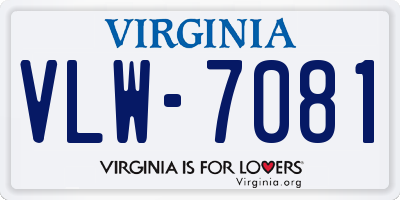 VA license plate VLW7081