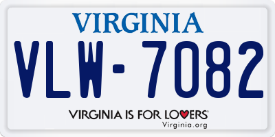 VA license plate VLW7082