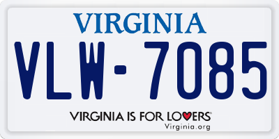 VA license plate VLW7085