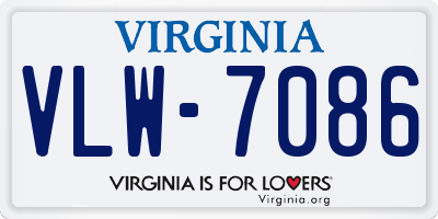 VA license plate VLW7086