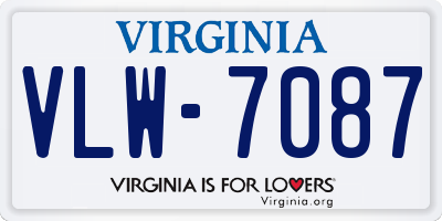 VA license plate VLW7087