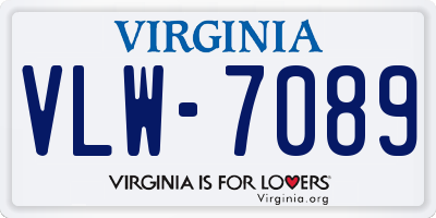 VA license plate VLW7089