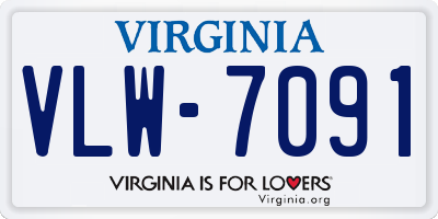 VA license plate VLW7091