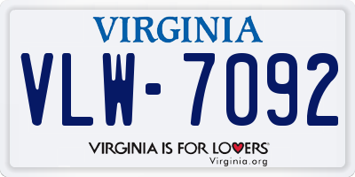 VA license plate VLW7092