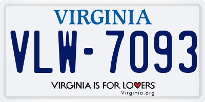 VA license plate VLW7093