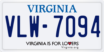 VA license plate VLW7094