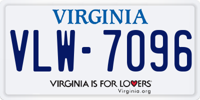 VA license plate VLW7096