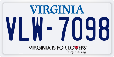 VA license plate VLW7098