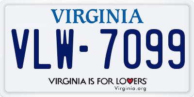 VA license plate VLW7099