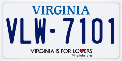 VA license plate VLW7101