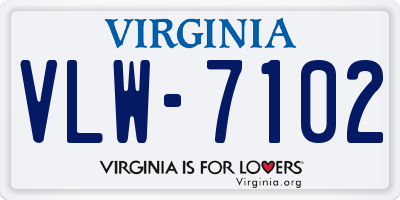 VA license plate VLW7102