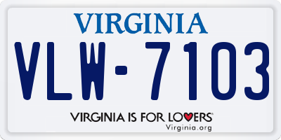 VA license plate VLW7103