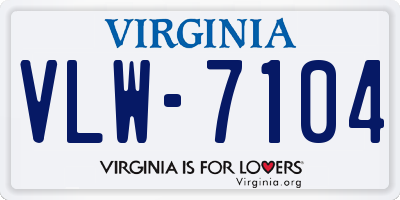 VA license plate VLW7104