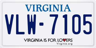 VA license plate VLW7105