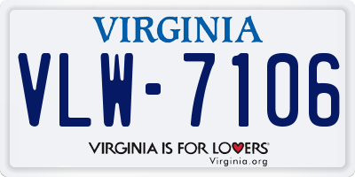 VA license plate VLW7106