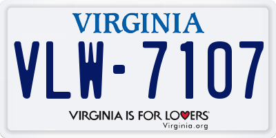 VA license plate VLW7107