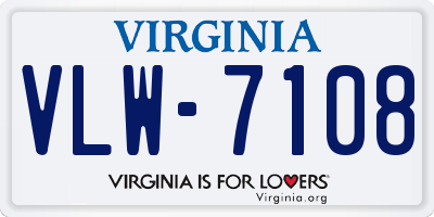 VA license plate VLW7108