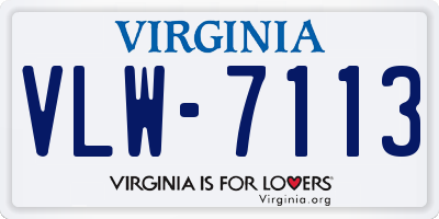 VA license plate VLW7113